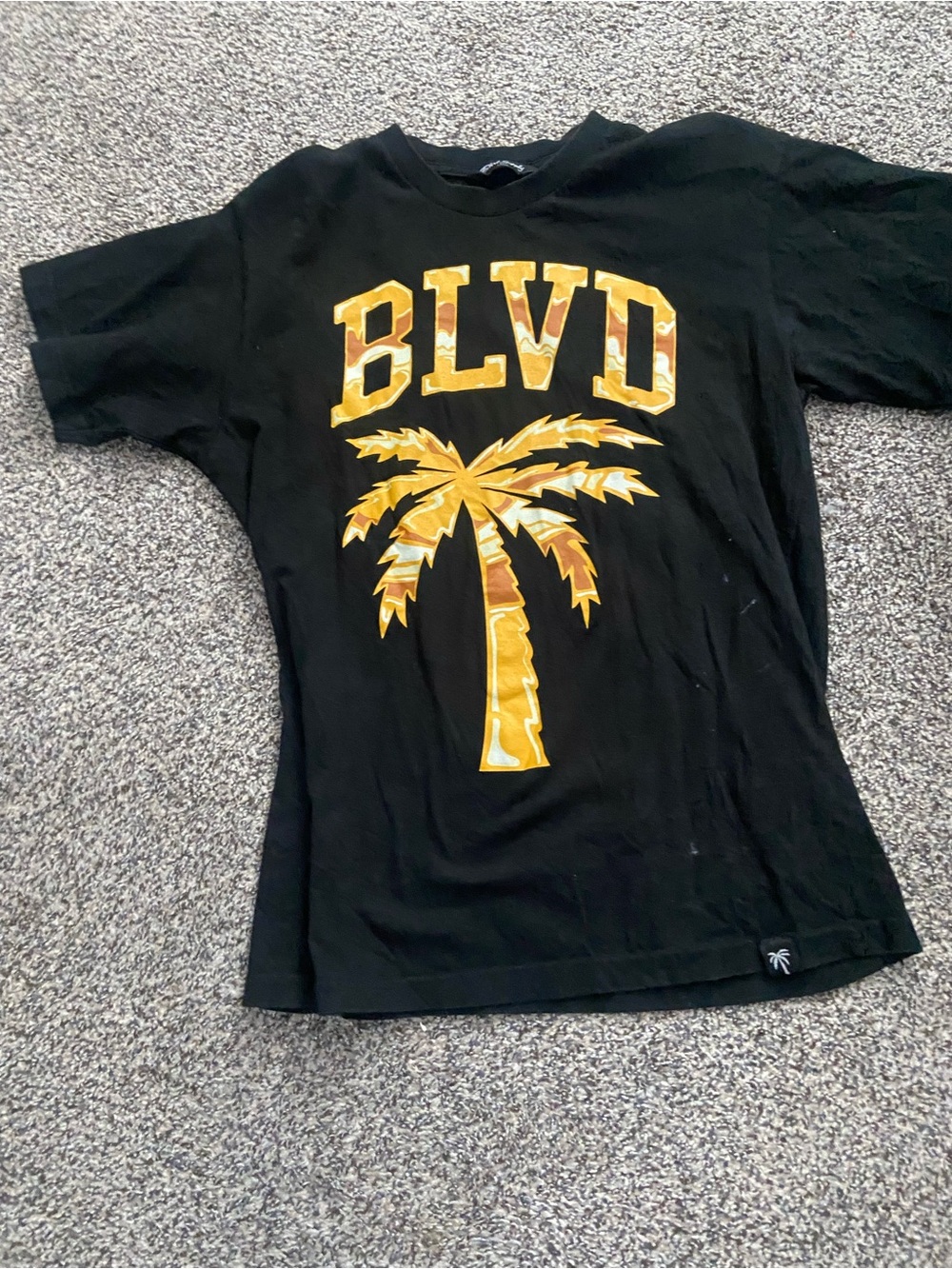 Rare BLVD Palm Tree Graphic Tee in Black and Gold